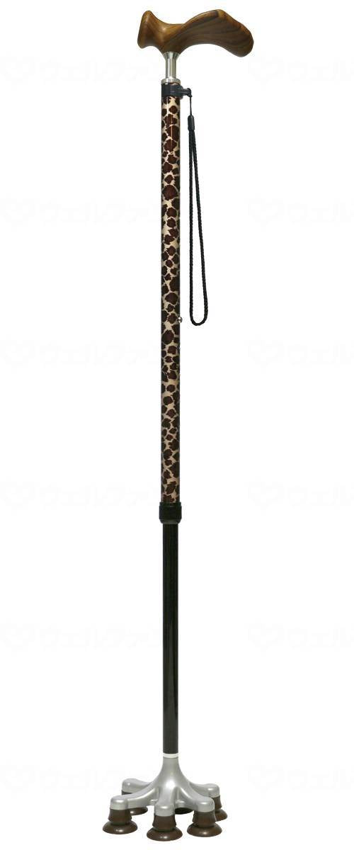 Assist International Assist Super Multi-Point Cane Angel Cane Premium Leopard Print Left Handed