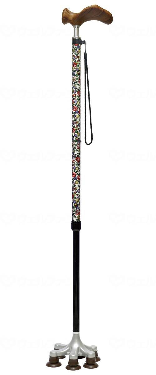 Assist International Assist Super Multi-Point Cane Angel Cane Premium Flower Pattern Left Handed