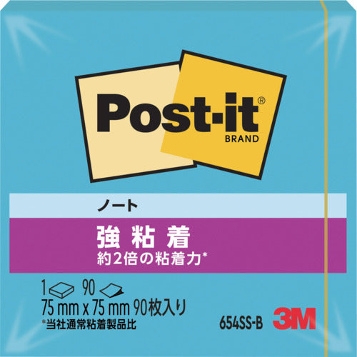 ３Ｍ　ポスト・イット　強粘着　７５Ｘ７５ｍｍ　９０枚　エレクトリックブルー　654SS-B　1 PK