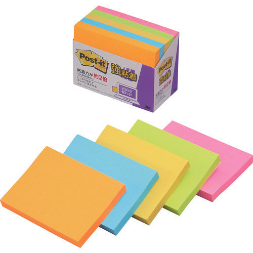 ３Ｍ　ポスト・イット　強粘着　７５Ｘ１００ｍｍ　９０枚Ｘ５パッド　５色混色　657-5SSAN　1 箱