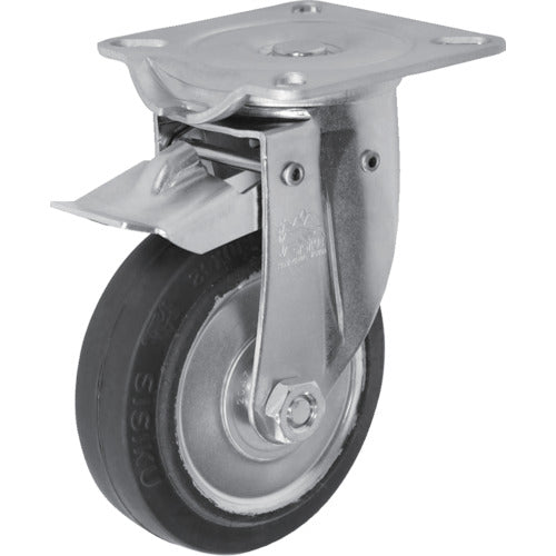 Sisiku Swivel⇔Fixed Caster, Rubber Wheel, 130 Diameter, NJK-130W, 1 Piece