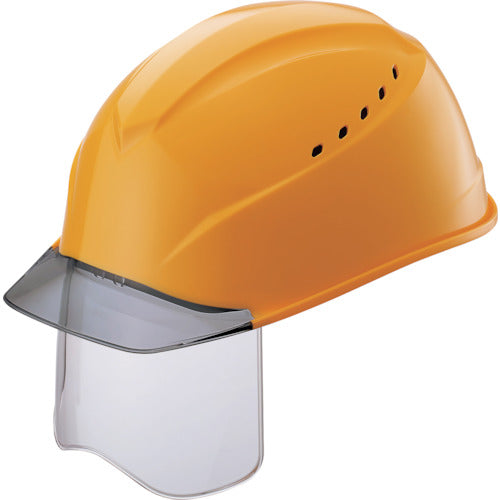 タニザワ　エアライトＳ搭載ヘルメット（グレー透明ひさし・溝・通気孔・シールド付）　黄色　1230VJ-SH-V2-Y5-J　1 個