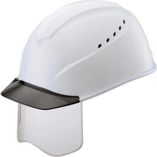 タニザワ　エアライトＳ搭載ヘルメット（ブラック透明ひさし・溝・通気孔・シールド付）　白色　1230VJ-SH-V7-W3-J　1 個