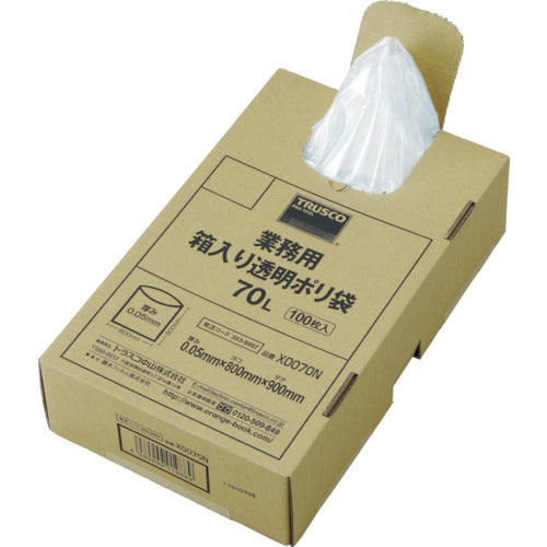 TRUSCO bulk purchase commercial plastic bags, transparent, boxed, 0.05 x 70L (100 pieces) X0070N 1 box