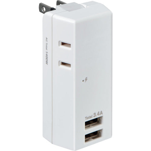 ELPA 내뢰 USB 탭 2개 입 2포트 3.4A UA-223SB 1개