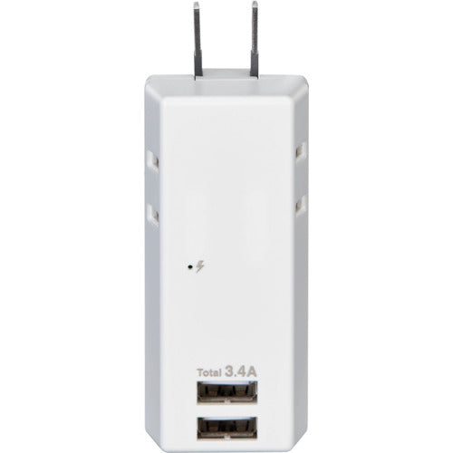 ELPA Lightning Resistant USB Tap 2 Outlets 2 Ports 3.4A UA-223SB 1 pc