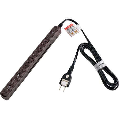 ＥＬＰＡ　スリム回転ＵＳＢタップ　４個口　２Ｍ　ウッド　WBS-SL402USB(WD)　1 個