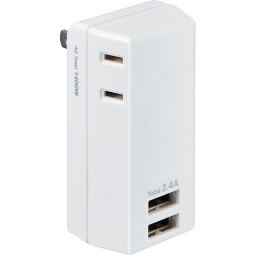 ELPA USB Tap 2 Outlets 2 Ports 2.4A UA-222L 1 pc