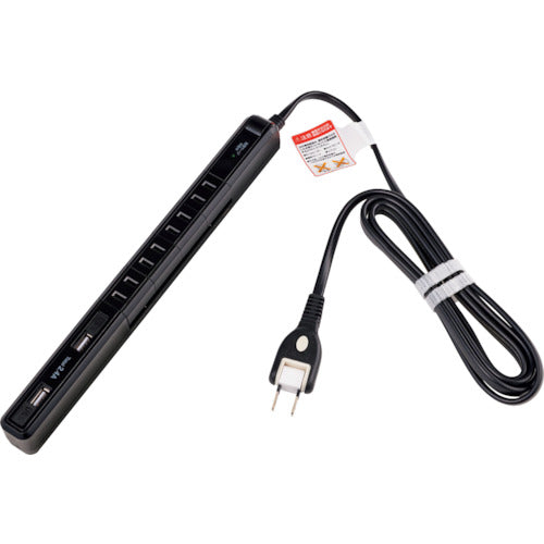 ＥＬＰＡ　スリム回転ＵＳＢタップ　４個口　２Ｍ　ブラック　WBS-SL402USB(BK)　1 個