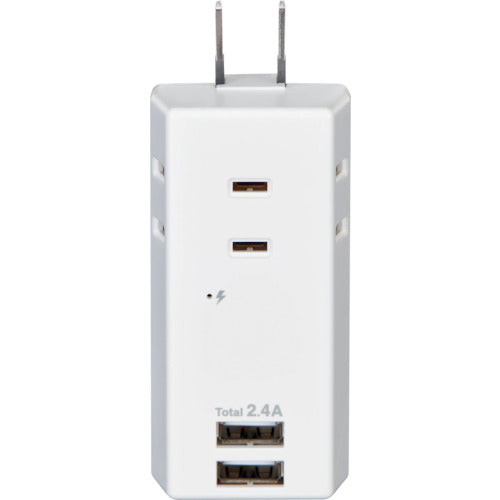 ＥＬＰＡ　耐雷ＵＳＢタップ３個口２ポート２．４Ａ　UA-322SB　1 個