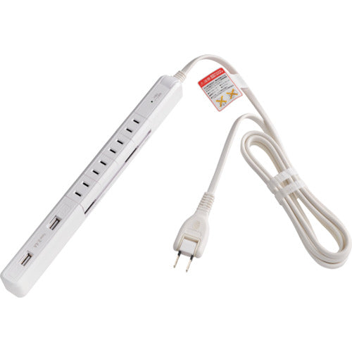 ＥＬＰＡ　スリム回転ＵＳＢタップ　４個口　２Ｍ　ホワイト　WBS-SL402USB(W)　1 個