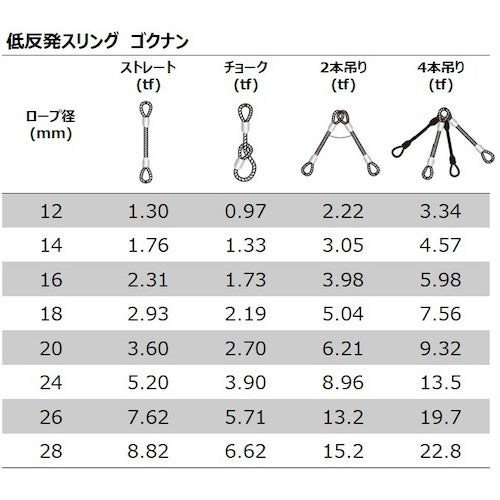 Main rope low-resilience sling Gokunan 12mm 5m GN-1250 1 piece