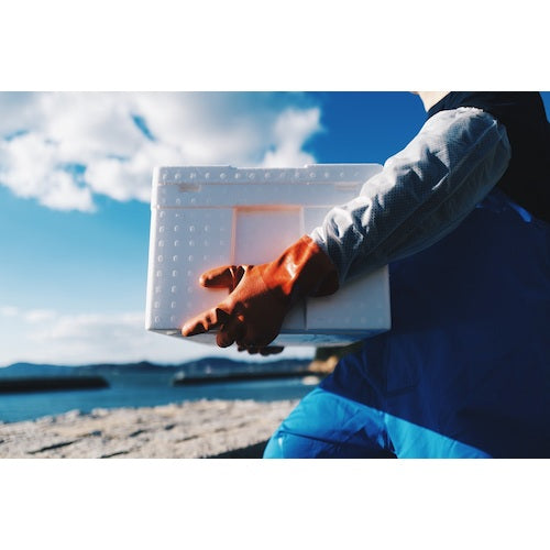 SHOWA Gloves with Arm Covers No. 645 New Vinyl Robe with Arm Covers Orange/White L Size NO645-L 1 Pair