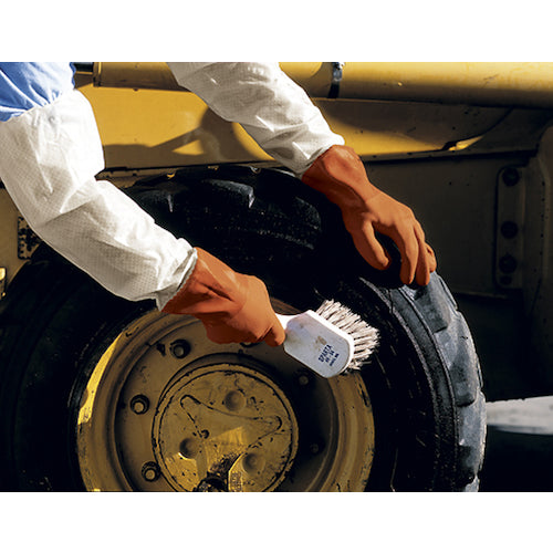 SHOWA Gloves with Arm Covers No. 645 New Vinyl Robe with Arm Covers Orange/White L Size NO645-L 1 Pair