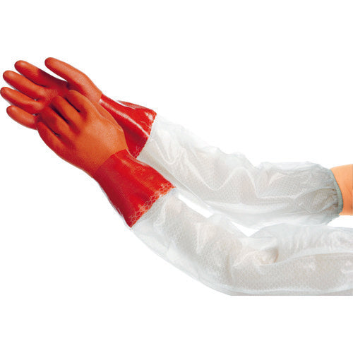 SHOWA Gloves with Arm Covers No. 645 New Vinyl Robe with Arm Covers Orange/White M Size NO645-M 1 Pair