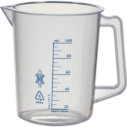 TRUSCO Polypropylene Blue Graduated Beaker 100ml (with handle) HPB-100 1 pc