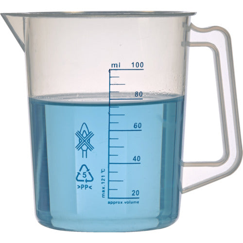 TRUSCO Polypropylene Blue Graduated Beaker 100ml (with handle) HPB-100 1 pc