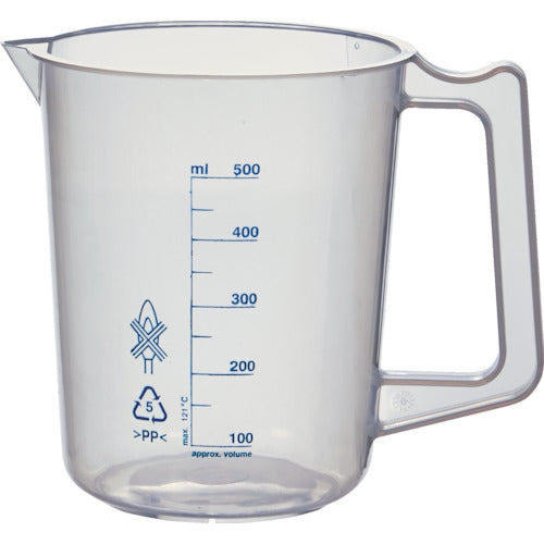 TRUSCO Polypropylene Blue Graduated Beaker 500ml (with handle) HPB-500 1 pc