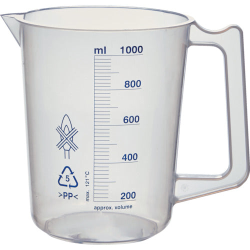 TRUSCO Polypropylene Blue Graduated Beaker 1000ml (with handle) HPB-1000 1 pc