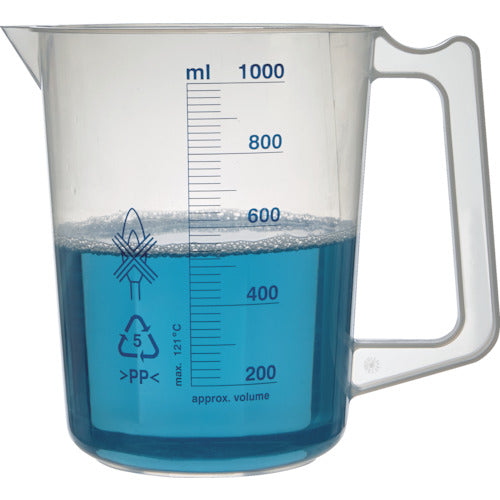 TRUSCO Polypropylene Blue Graduated Beaker 1000ml (with handle) HPB-1000 1 pc
