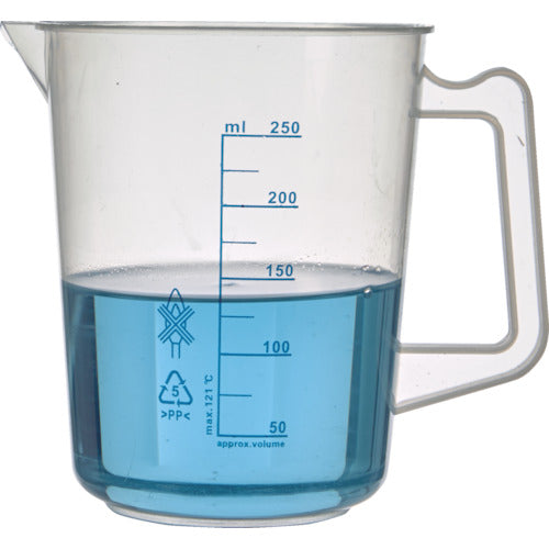 TRUSCO Polypropylene Blue Graduated Beaker 250ml (with handle) HPB-250 1 pc