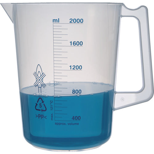 TRUSCO Polypropylene Blue Graduated Beaker 2000ml (with handle) HPB-2000 1 pc