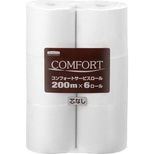 Crecia Toilet Paper Comfort Service Roll 200mx6 Rolls Coreless 11305 1 PK