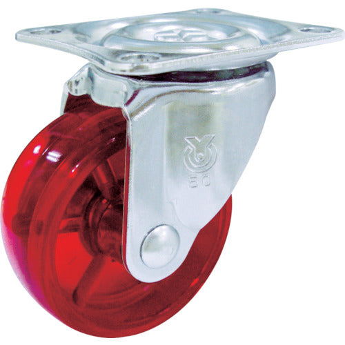 YUEI Plate-type Swivel Caster Red Polycarbonate Wheel Diameter 50mm G-Type G-Type Mounting Dimensions 46 x 35 G-50PC-R 1 pc