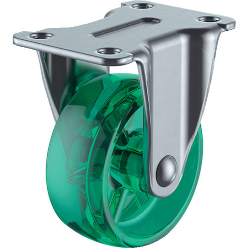 ユーエイ　プレート式　固定　キャスター　緑ポリカーボネート　車輪径５０ｍｍ　　Ｇタイプ　ＧＲ型　取付寸法４５×２５　GR-50PC-G　1 個