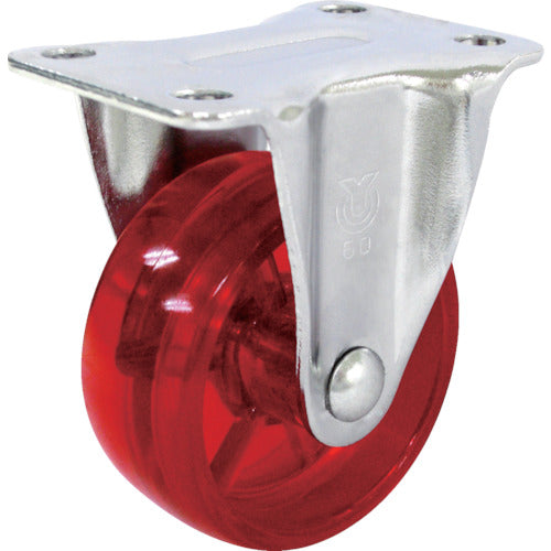 ユーエイ　プレート式　固定　キャスター　赤ポリカーボネート　車輪径５０ｍｍ　　Ｇタイプ　ＧＲ型　取付寸法４５×２５　GR-50PC-R　1 個