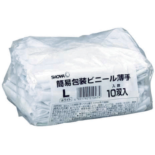 SHOWA 염화 비닐 장갑 정리 구입 간이 포장 비닐 얇은 10 쌍입 화이트 L 사이즈 NO130-LW10P 1 가방