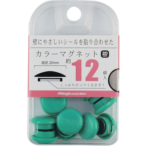 ｍｉｔｓｕｙａ　カラーマグネット２０ｍｍ　緑１２個　BX2-CM20GR　1 箱