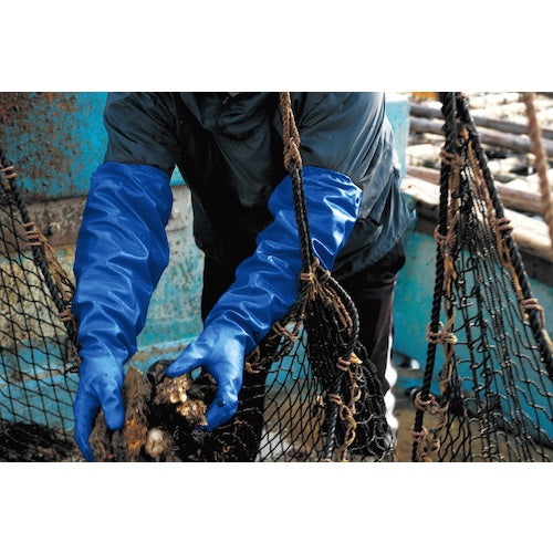 SHOWA Gloves with Arm Covers No. 695 Oil-Resistant Vinyl Robe with Arm Covers Blue M Size NO695-M 1 Pair