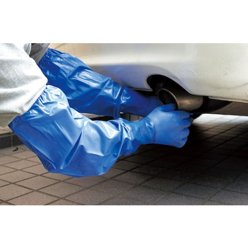 SHOWA Gloves with Arm Covers No. 695 Oil-Resistant Vinyl Robe with Arm Covers Blue M Size NO695-M 1 Pair