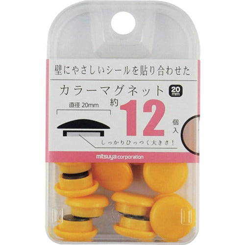 ｍｉｔｓｕｙａ　カラーマグネット２０ｍｍ　黄１２個　BX2-CM20YL　1 箱