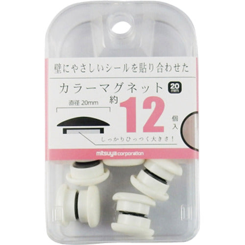 ｍｉｔｓｕｙａ　カラーマグネット２０ｍｍ　白１２個　BX2-CM20WH　1 箱