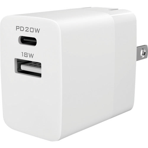 Ｏｗｌｔｅｃｈ　コンパクト＆高出力　しかも２台同時充電　ＵＳＢ　Ｔｙｐｅ−Ｃ　＆　Ｔｙｐｅ−Ａ搭載ＡＣアダプター　OWL-APD20C1A1-WH　1 個