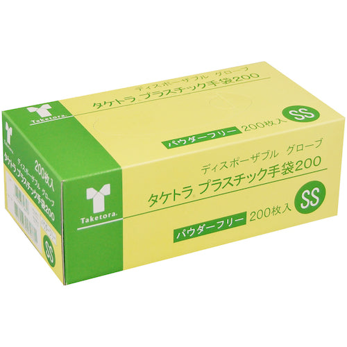 竹虎　タケトラ　プラスチック手袋２００パウダーフリー　ＳＳ　２００枚入　075881　1 箱