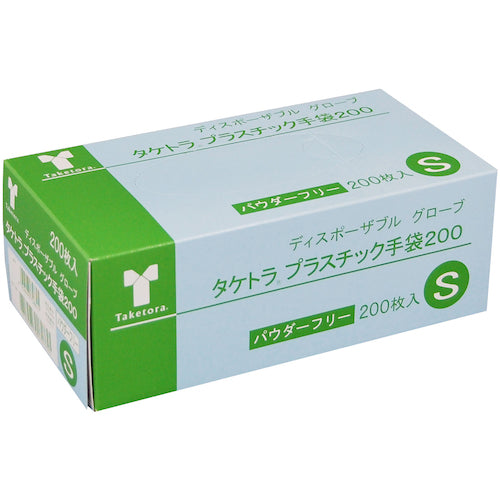 Taketora Plastic Gloves 200 Powder Free S 200 pieces 075882 1 box