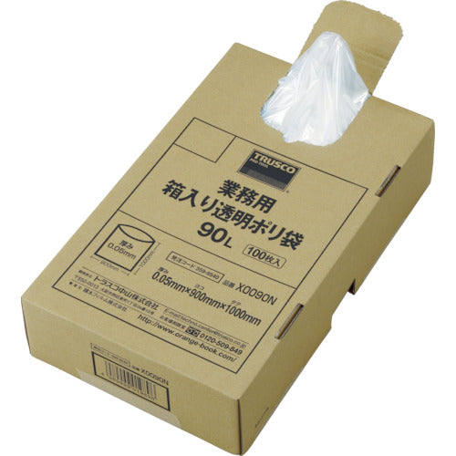 TRUSCO bulk purchase commercial plastic bags, transparent, boxed, 0.05 x 90L (100 pieces) X0090N 1 box