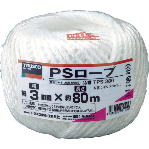 TRUSCO PS 로프 폭 3mmX 길이 80m 화이트 TPS-380 1 권