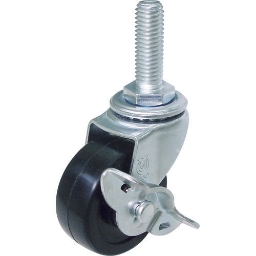 유에이 나사식 식 자재 캐스터 고무 바퀴 직경 50mm 스토퍼 부착 L타입 LT-S형 나사치수 M12×35피치 1.75 LT-50RS-M12-35 1개