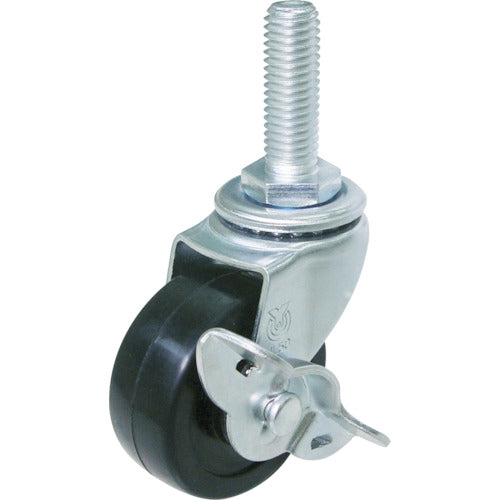 YUEI Screw-in type Swivel Caster Rubber Wheel diameter 65mm With stopper L type LT-S type Screw size M12 x 35 Pitch 1.75 LT-65RHS-M12-35 1 piece