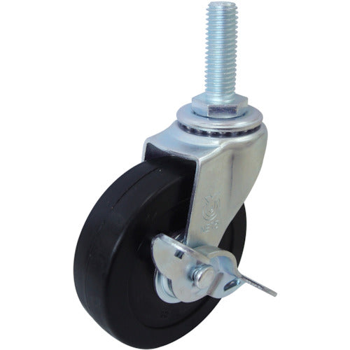 YUEI Screw-in type Swivel Caster Rubber Wheel diameter 75mm With stopper L type LT-S type Screw size M12 x 35 Pitch 1.75 LT-75RHS-M12-35 1 piece