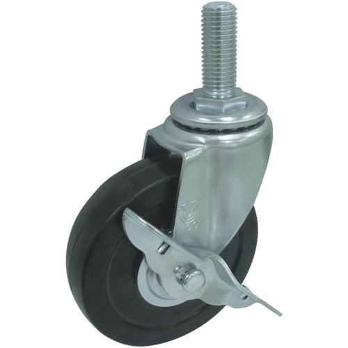 YUEI Screw-in type Swivel Caster Rubber Wheel diameter 100mm With stopper S type ST-S type Screw size M16 x 40 Pitch 2 ST-100RHS-M16-40 1 piece