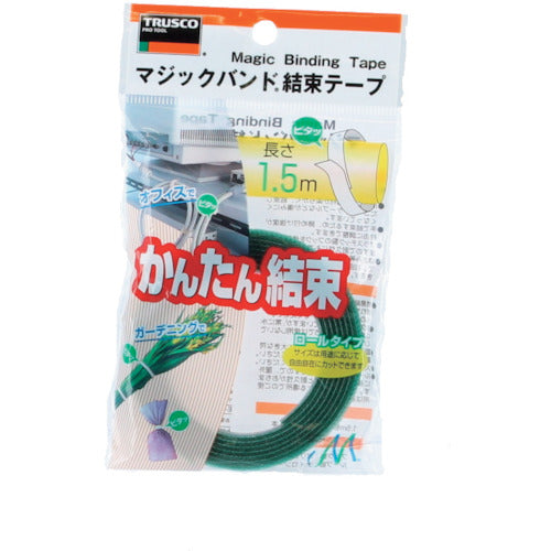 ＴＲＵＳＣＯ　マジックバンド［［Ｒ下］］結束テープ両面幅１０ｍｍＸ長さ１．５ｍ緑　MKT-1015-GN　1 巻