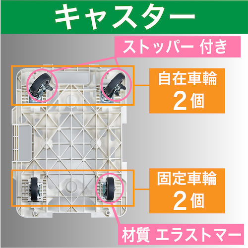 TRUSCO 수지제 평대차 루트 밴 메쉬 타입 515X385 자재측 스토퍼 부착 화이트 MPK-500S-W 1대