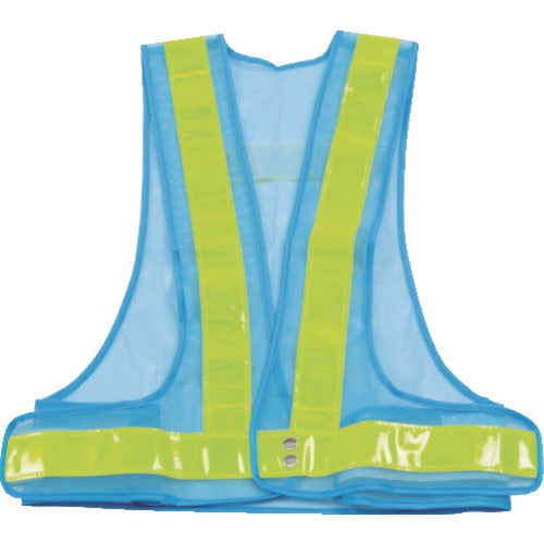 TRUSCCO 안전 베스트 라이트 블루 * 옐로우 폴리 에스테르 TKA-380A 1 착용