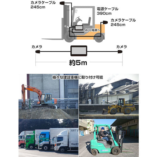 サンコー　４８Ｖ対応フォークリフト建機用前後ドライブレコーダー　DVRFCONS48　1 台