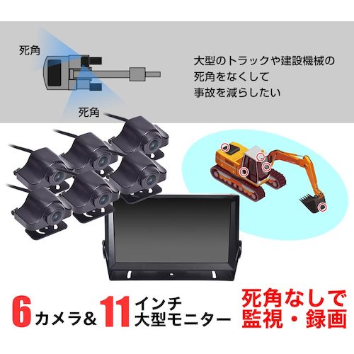 サンコー　死角モニターにもなる業務用６カメラドライブレコーダー　SLT6CDVR　1 個